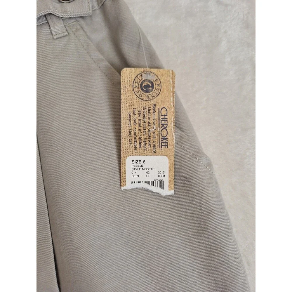 Y2K Denim Canvas Skort Cherokee Womans 6 Khaki Wrap Front Retro Cargo Hiking NWT